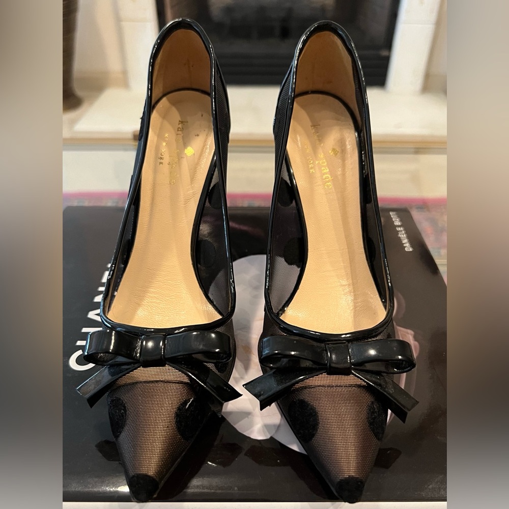 Kate Spade Lisa large dot mesh pump
